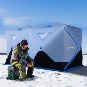 5-8 Person Insulated Ice Fishing Tent Shelter with Ventilation Windows and Carry Bag, for -22℉, Blue