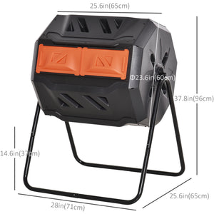 43 Gallon (160L) Tumbling Compost Bin Outdoor Dual Chamber 360° Rotating Composter with Sliding Doors – view 23