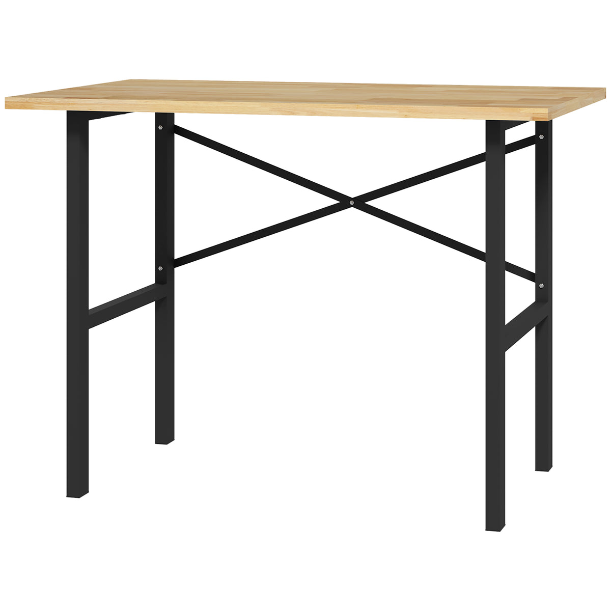 46" Work bench Table Oak Wood Top, Heavy-Duty Steel Work Table High Stability Workstation, Natural Wood