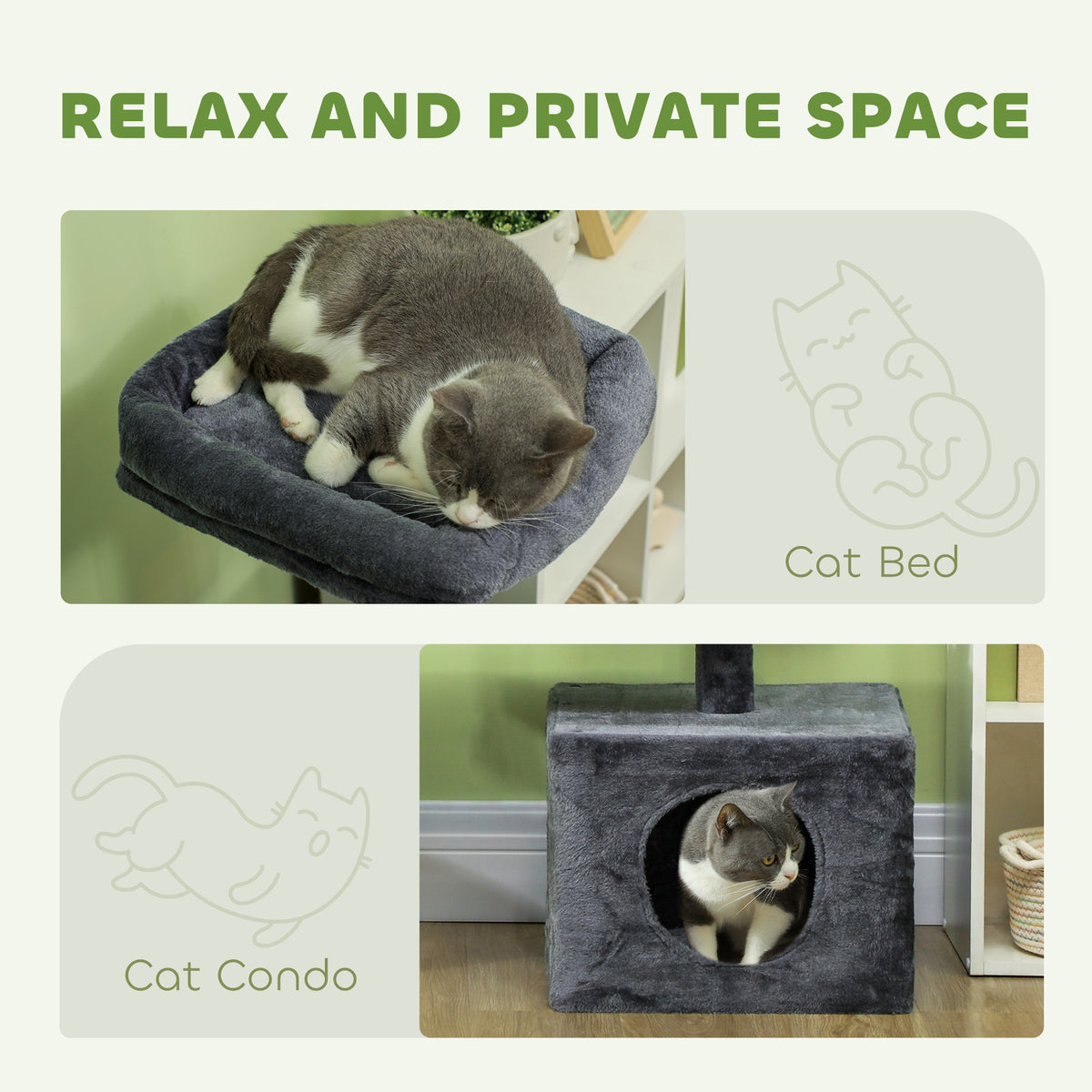 53" Cat Tree, Cat Tower with Scratching Posts, Cat Condo, Beds, Platforms, Toy Balls for Indoor Cats – view 4
