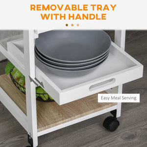Rolling Kitchen Island Cart, Mobile Utility Storage Cart with Drawer, Wire Storage Basket, Removable Tray – view 11