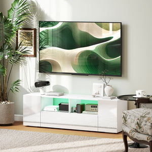 TV Stand for TVs up to 60", TV Unit with LED Lights, Storage Shelves and Cupboards, 53.9" x 13.8" x 16.5" – view 14