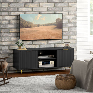 TV Stand with Storage for 55 Inch TV, Modern TV Cabinet with 2 Open Shelves and 2 Cabinets for Living Room – view 7