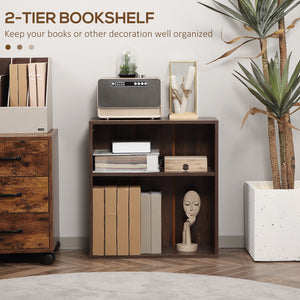 Wood Small Bookshelf 2 Tier Storage Rack Chest Unit Home Office Furniture Walnut