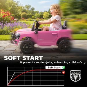 Qaba 12V Ride on Car, Licensed Dodge RAM 3500 Electric Vehicle with Remote Control, Suspension for 3-5 Years