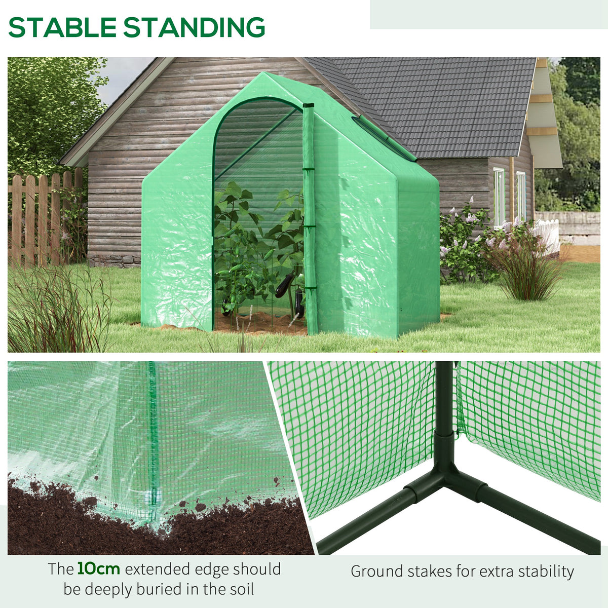 6'x3.3'x5.5' Walk-in Garden Greenhouse with Door and Window, Portable Mini Greenhouse for Plants Flowers Herbs, Steel Outdoor Hot House Growing Tent, Clear Plastic Cover