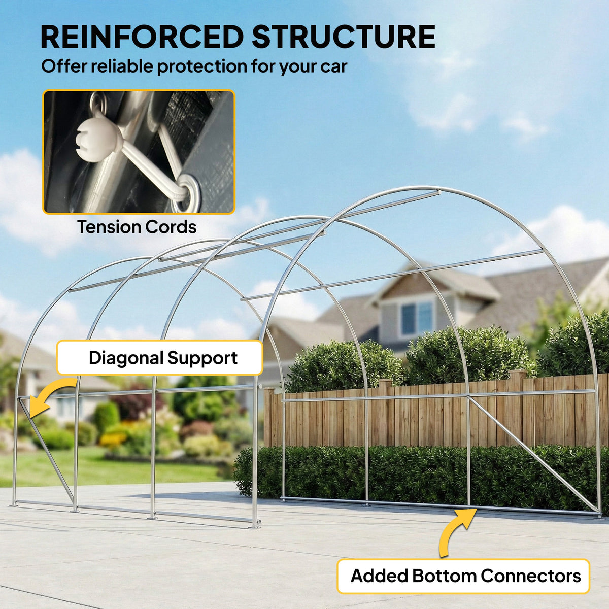 10' x 16' Heavy Duty Portable Carport Tent with Zippered Door, PE Cover for Car, Boat, Motorcycle, Bike – view 12