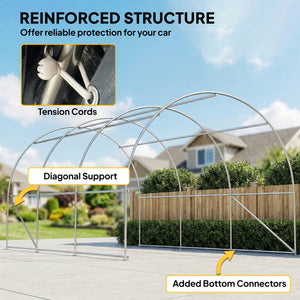 10' x 16' Heavy Duty Portable Carport Tent with Zippered Door, PE Cover for Car, Boat, Motorcycle, Bike – view 12