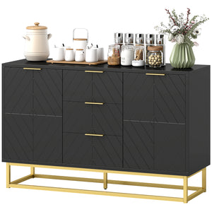 47" Storage Cabinet with Doors, Adjustable Shelves, 3 Drawers, Metal Legs for Kitchen Storage, Home Use – view 15