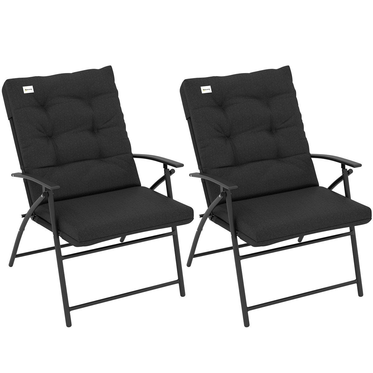 Set of 2 Outdoor Folding Chairs with Adjustable Backrest, Padded Camping Chairs for Outdoor Events, Grey – view 15