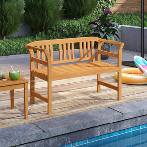 Acacia Wood 2-Person Patio Loveseat with Backrest and Armrests view 5