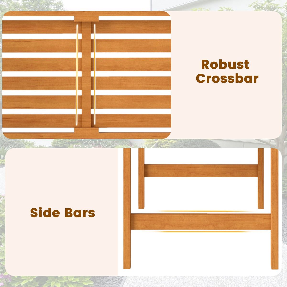 Acacia Wood 2-Person Patio Loveseat with Backrest and Armrests view 7