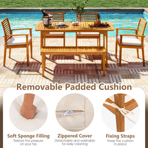 Acacia Wood 7-Piece Patio Dining Set with Umbrella Hole view 5
