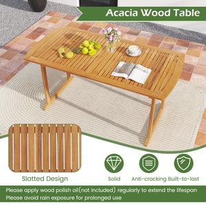 Acacia Wood 7-Piece Patio Dining Set with Umbrella Hole view 9