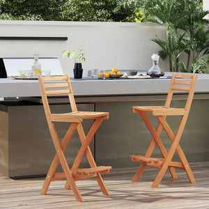 Acacia Wood Bar Height Chair with Backrest and Footrest for Backyard-Set of 1 view 3