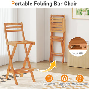 Acacia Wood Bar Height Chair with Backrest and Footrest for Backyard-Set of 1 view 6