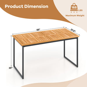Acacia Wood Dining Table for 6 People with Slatted Tabletop and Umbrella Hole view 5