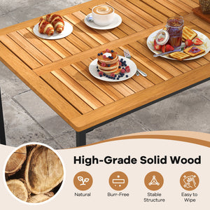 Acacia Wood Dining Table for 6 People with Slatted Tabletop and Umbrella Hole view 7