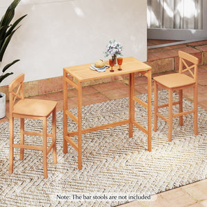 Acacia Wood Outdoor Bar Table with Slatted Tabletop for Balcony view 3