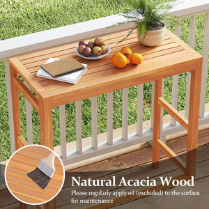 Acacia Wood Outdoor Bar Table with Slatted Tabletop for Balcony view 6