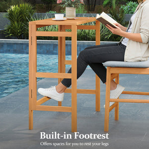 Acacia Wood Outdoor Bar Table with Slatted Tabletop for Balcony view 7