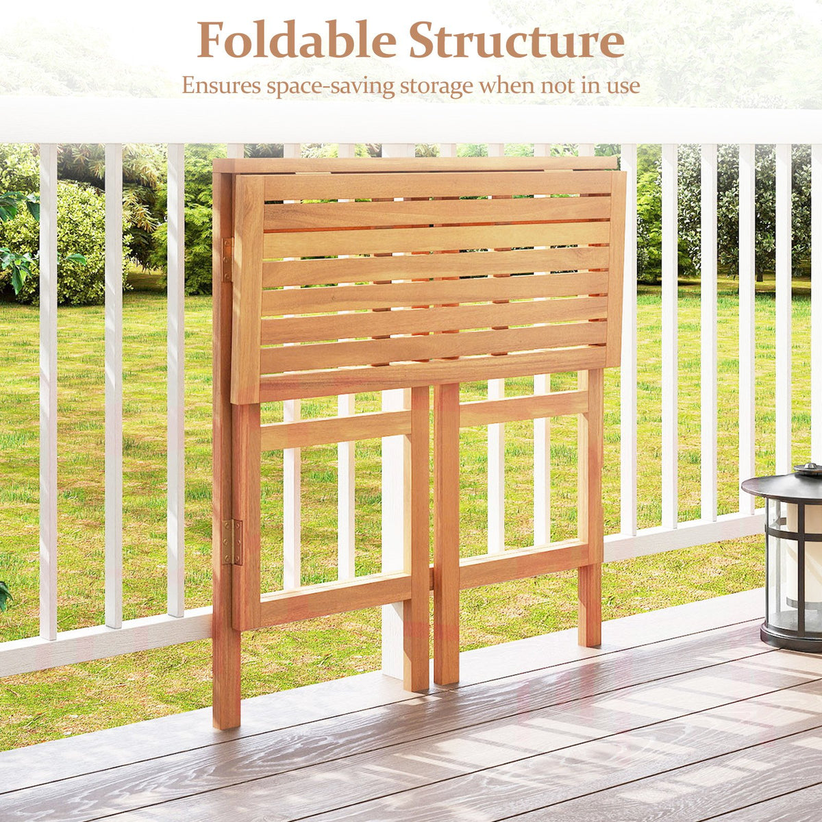 Acacia Wood Outdoor Bar Table with Slatted Tabletop for Balcony view 8
