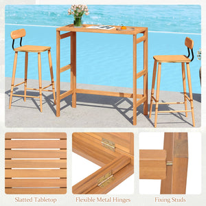Acacia Wood Outdoor Bar Table with Slatted Tabletop for Balcony view 9