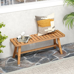 Acacia Wood Outdoor Garden Bench Set of 1/2 with Slatted Seat and 800 lbs Capacity-Set of 1 view 2