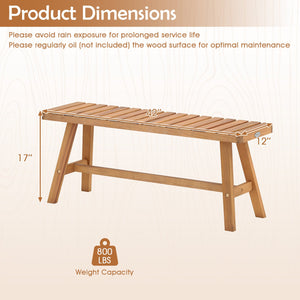 Acacia Wood Outdoor Garden Bench Set of 1/2 with Slatted Seat and 800 lbs Capacity-Set of 2 view 4