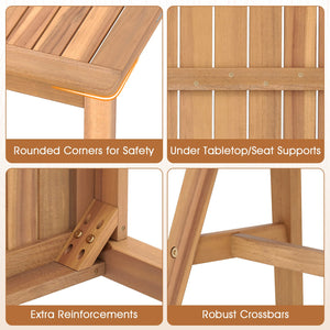 Acacia Wood Outdoor Garden Bench Set of 1/2 with Slatted Seat and 800 lbs Capacity-Set of 2 view 6