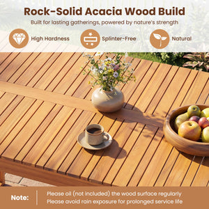 Acacia Wood Outdoor Garden Bench Set of 1/2 with Slatted Seat for Front Porch-Set of 2 view 6