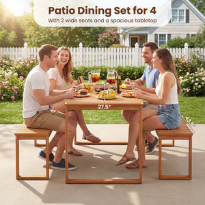 Acacia Wood Outdoor Garden Bench Set of 1/2 with Slatted Seat for Front Porch-Set of 2 view 7