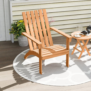 Acacia Wood Patio Adirondack Chair with Inclined Seat and High Backrest for Porch-Natural