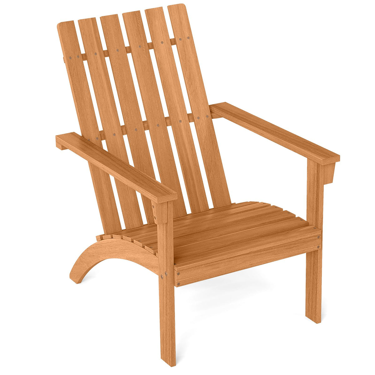 Acacia Wood Patio Adirondack Chair with Inclined Seat and High Backrest for Porch-Natural view 2