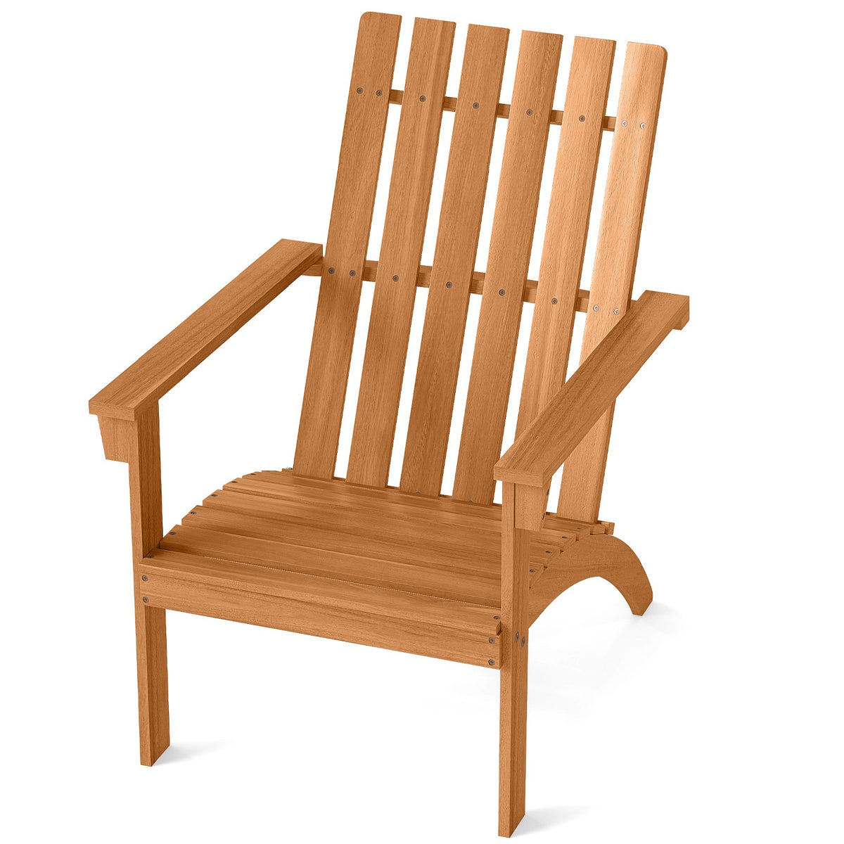 Acacia Wood Patio Adirondack Chair with Inclined Seat and High Backrest for Porch-Natural view 3