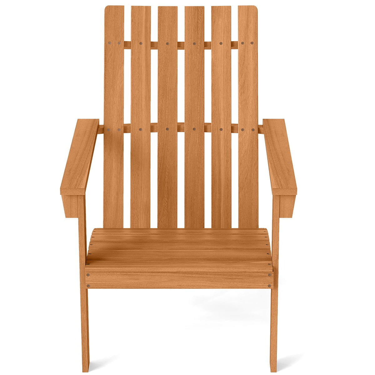 Acacia Wood Patio Adirondack Chair with Inclined Seat and High Backrest for Porch-Natural view 5
