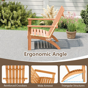 Acacia Wood Patio Adirondack Chair with Inclined Seat and High Backrest for Porch-Natural view 8
