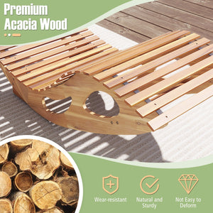 Acacia Wood Patio Rocking Sun Lounger Chaise Lounge with Ergonomic Curved Seat view 6