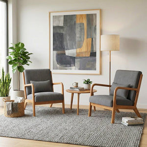 Accent Chair Corduroy Upholstered Lounge Chair with Lumbar Pillow-Gray view 5