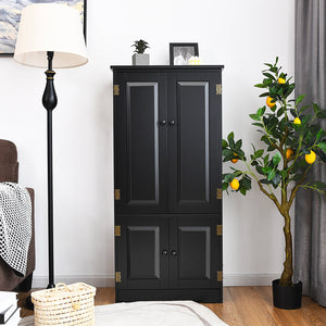 Accent Floor Storage Cabinet with Adjustable Shelves Antique 2-Door-Black view 2