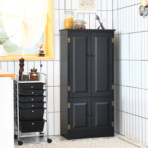 Accent Floor Storage Cabinet with Adjustable Shelves Antique 2-Door-Black view 3