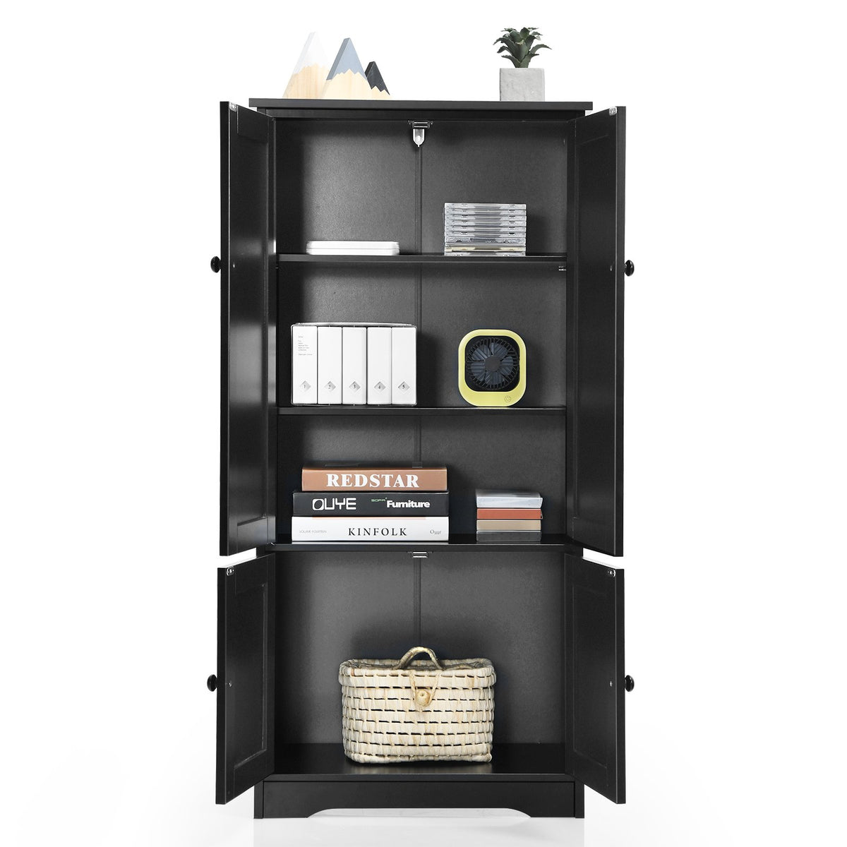 Accent Floor Storage Cabinet with Adjustable Shelves Antique 2-Door-Black view 4