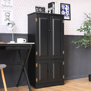 Accent Floor Storage Cabinet with Adjustable Shelves Antique 2-Door-Black view 6