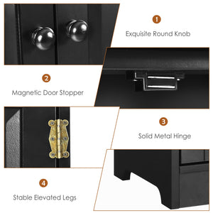 Accent Floor Storage Cabinet with Adjustable Shelves Antique 2-Door-Black view 8