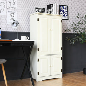 Accent Floor Storage Cabinet with Adjustable Shelves Antique 2-Door-Cream White view 3