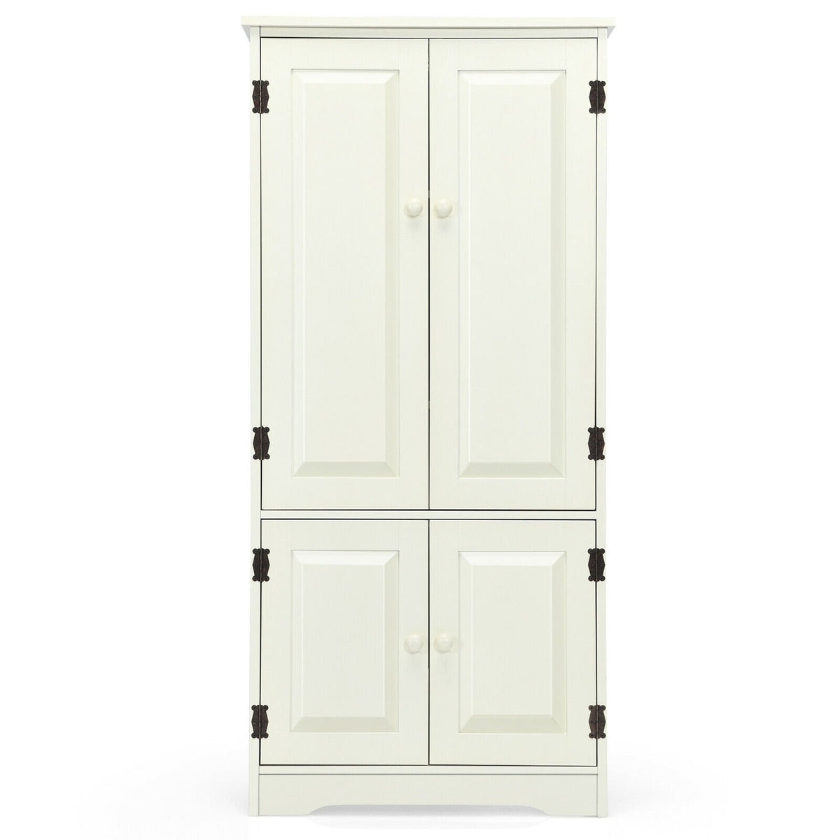 Accent Floor Storage Cabinet with Adjustable Shelves Antique 2-Door-Cream White view 4