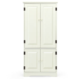 Accent Floor Storage Cabinet with Adjustable Shelves Antique 2-Door-Cream White view 4