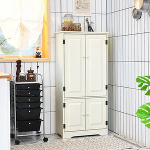 Accent Floor Storage Cabinet with Adjustable Shelves Antique 2-Door-Cream White view 6