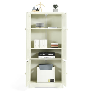 Accent Floor Storage Cabinet with Adjustable Shelves Antique 2-Door-Cream White view 7