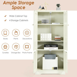 Accent Floor Storage Cabinet with Adjustable Shelves Antique 2-Door-Cream White view 8